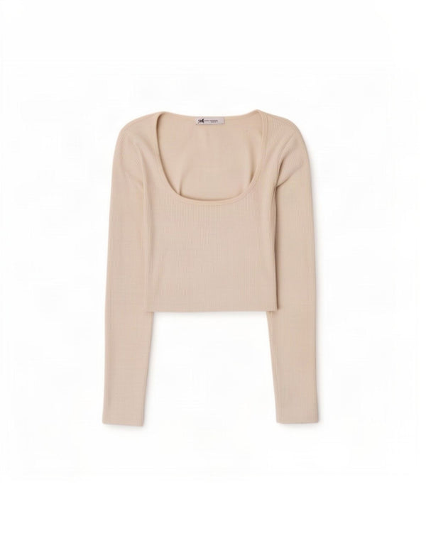 Damski krótki top Zara z długim rękawem, UK 4 XS, biały nylon