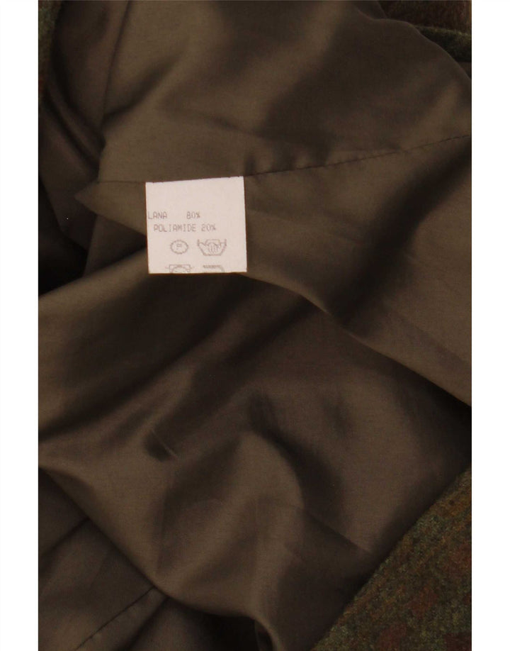 Damska marynarka dwurzędowa w stylu vintage, UK 14, średnia khaki, geometryczna