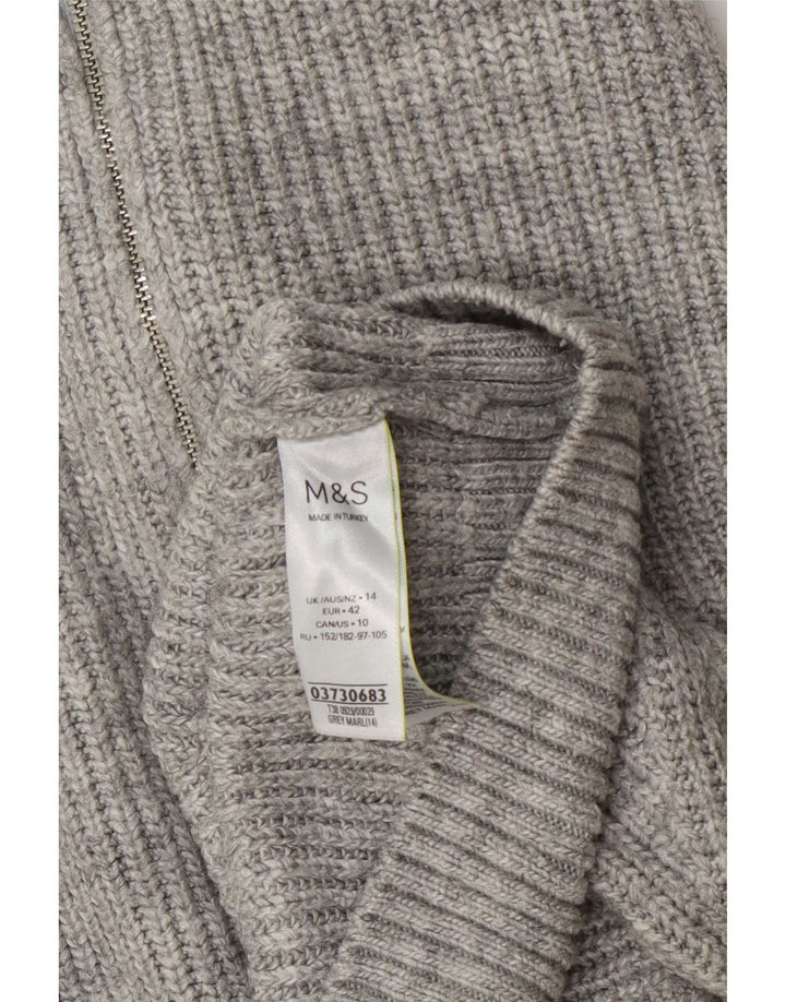 Marks & Spencer Damski sweter z zamkiem błyskawicznym UK 14, duży, szary, nakrapiany