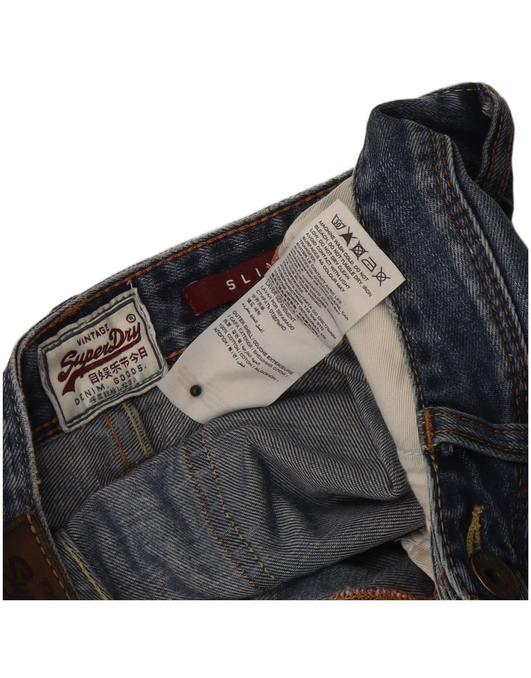 Damskie jeansy Superdry w trudnej sytuacji W28 L32, niebieska bawełna