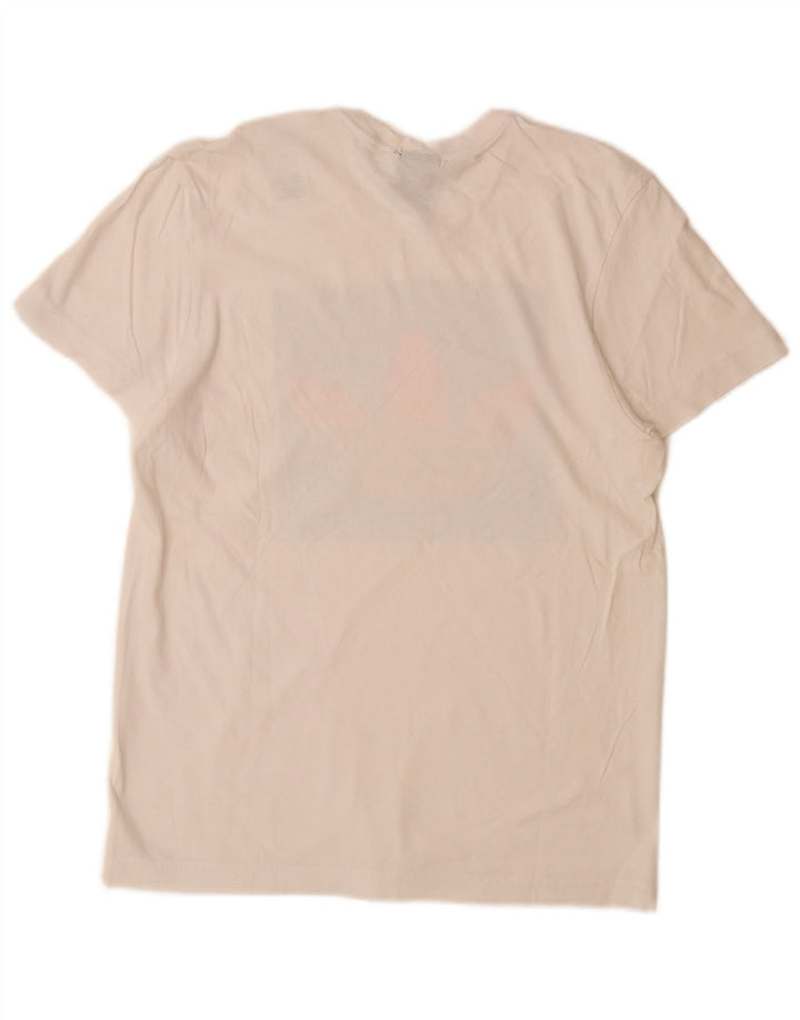 Męski T-shirt z grafiką ADIDAS, mały, biały, bawełniany