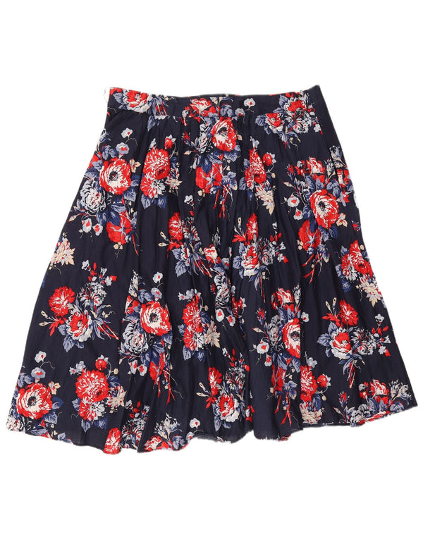 Damska plisowana spódnica Laura Ashley UK 14 Large W32 Granatowa bawełniana w kwiaty
