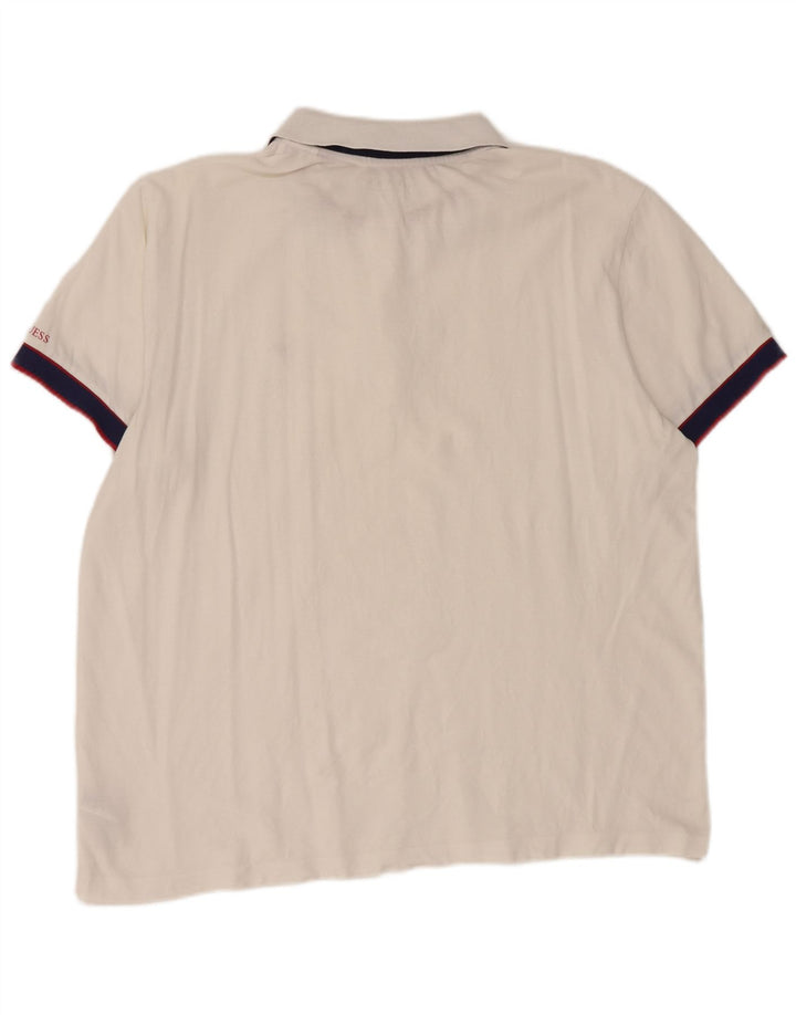 Męska koszulka polo Guess 2XL, biała, bawełniana z blokami kolorów