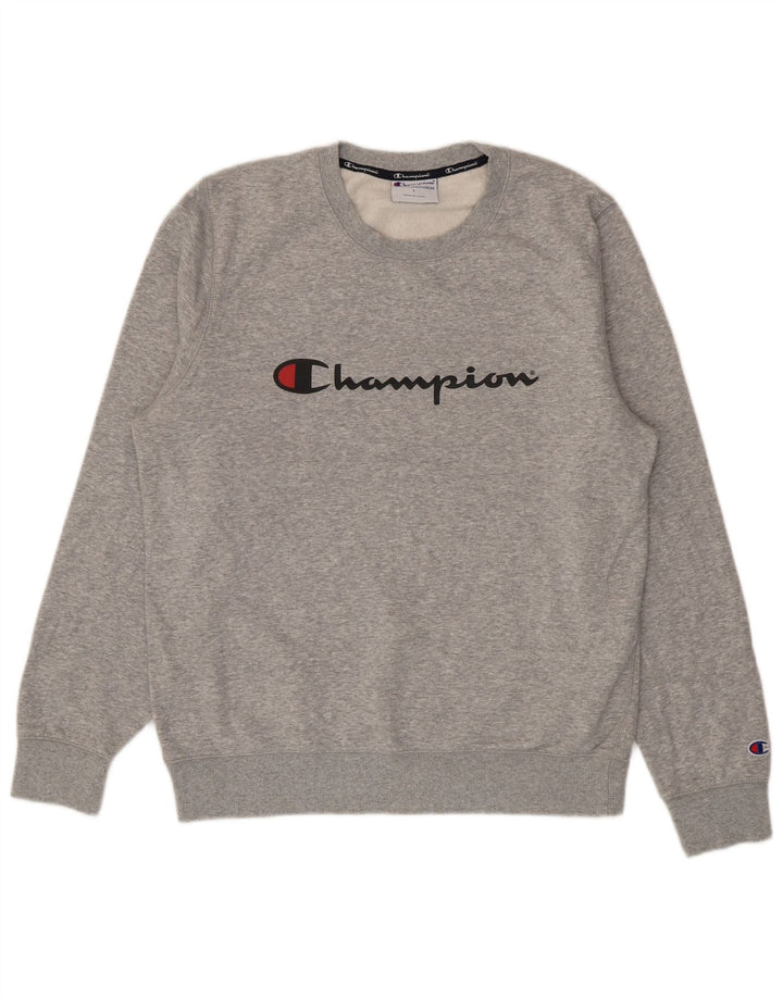 Męska bluza Champion z grafiką, duża, szara, nakrapiana, z wielbłądziego włosia