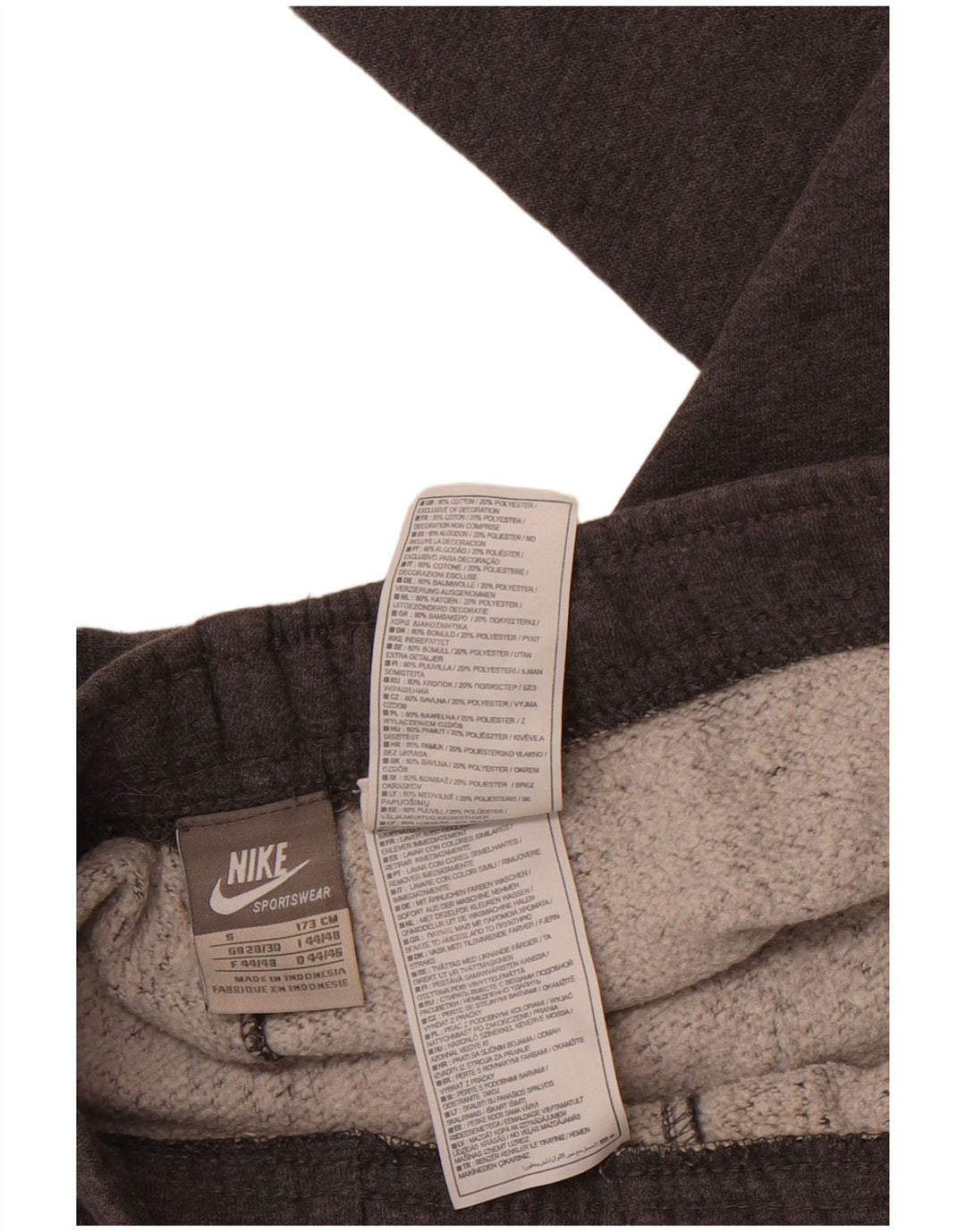 Męskie spodnie dresowe Nike z grafiką, małe, szare, bawełniane, sportowe