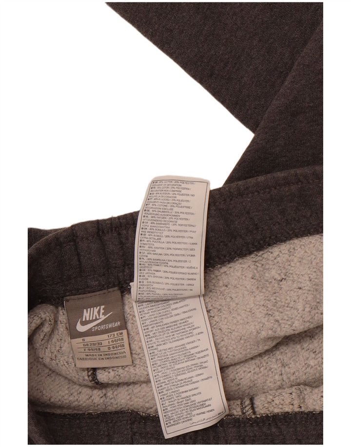 Męskie spodnie dresowe Nike z grafiką, małe, szare, bawełniane, sportowe