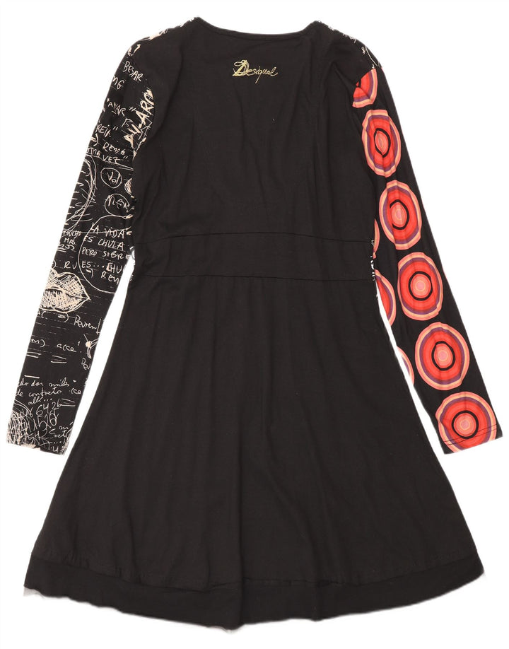 Desigual damska sukienka Empire z abstrakcyjnym wzorem graficznym XL, czarna, nowoczesna