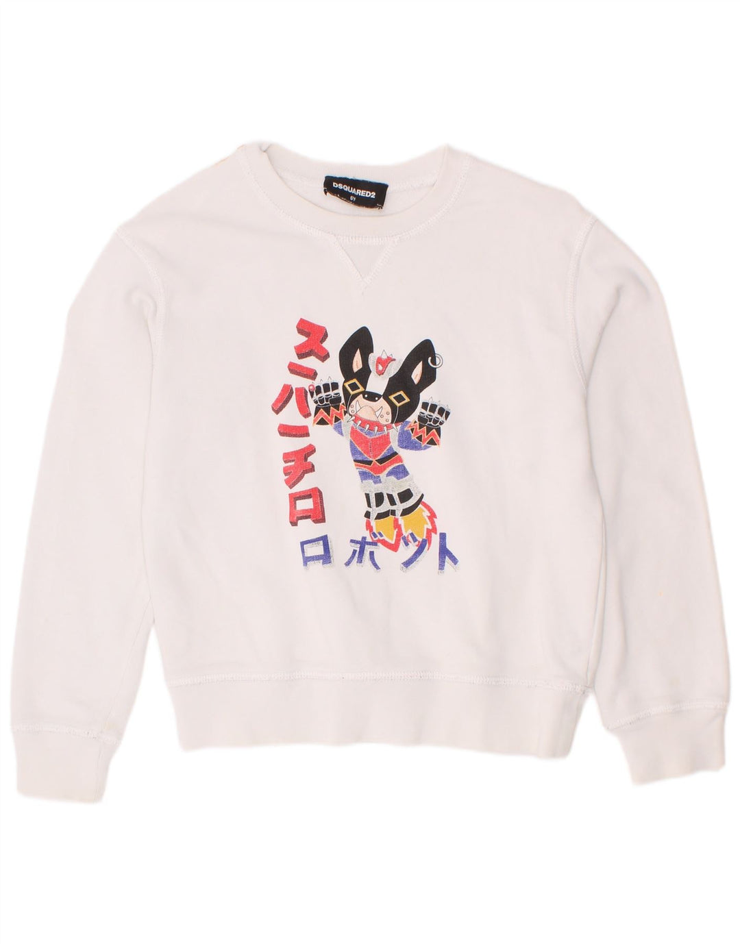 Dsquared2 Dziewczęca bluza z grafiką, 5-6 lat, biała bawełna