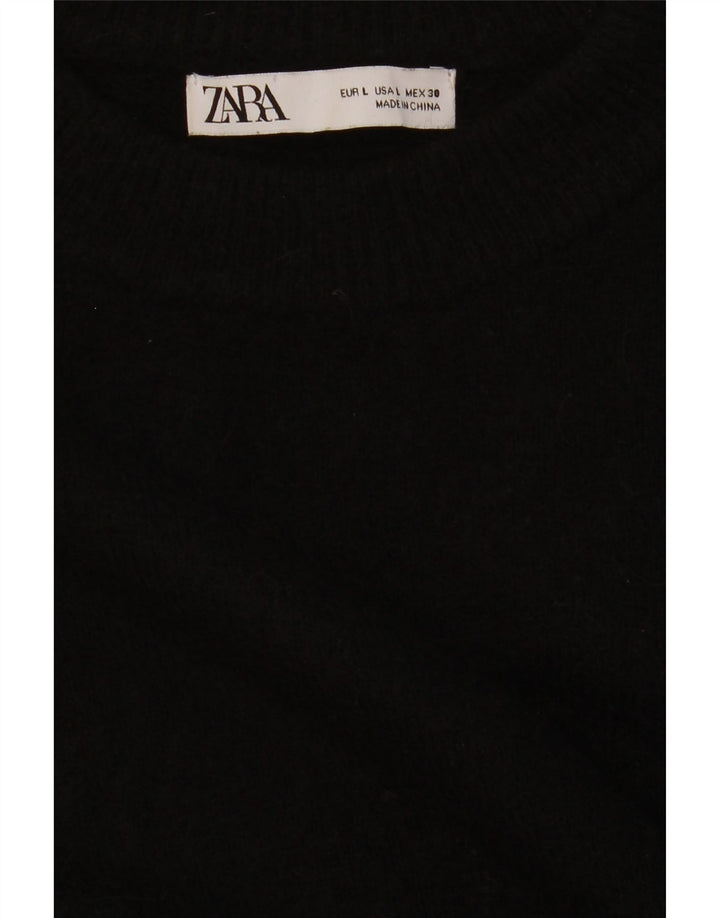 Sweter damski Zara Oversize z okrągłym dekoltem UK 16, duży, czarny