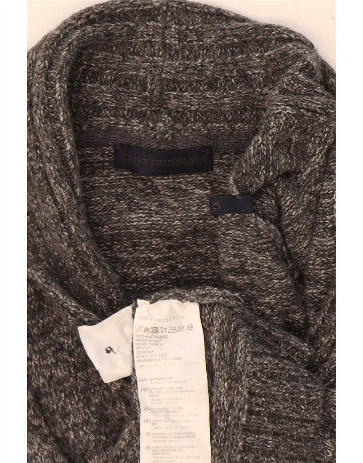 Męski sweter rozpinany Trussardi XL, szara, nakrapiana wiskoza