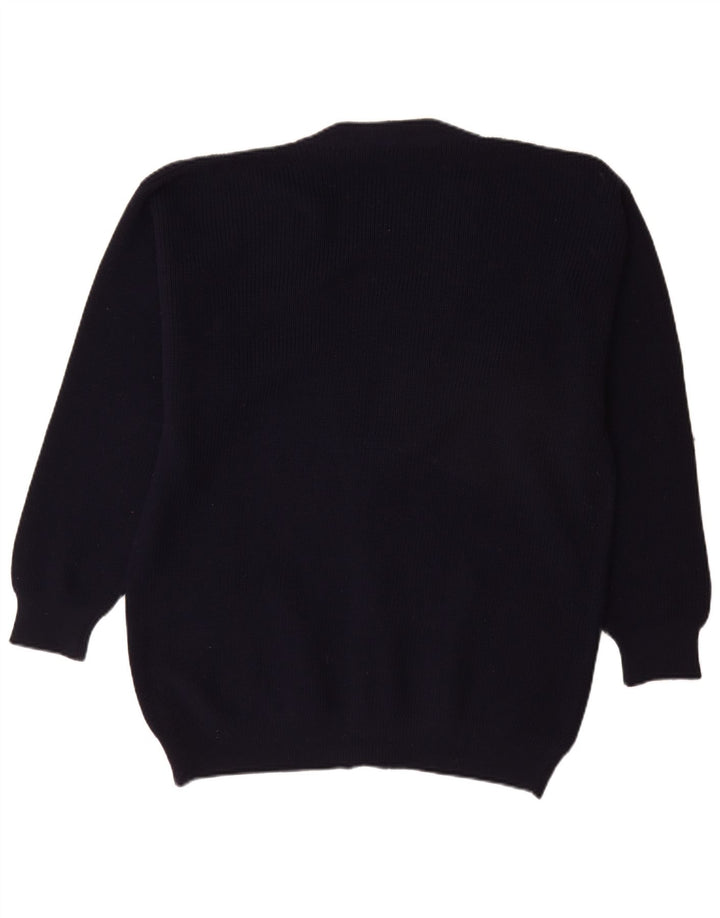 Sweter męski w stylu vintage, duży, granatowy, nowa wełna