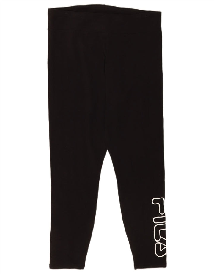 Damskie legginsy Fila z grafiką, duże, czarne, bawełniane
