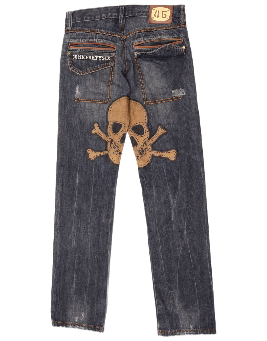 Damskie jeansy Jonk 46 Graphic Straight IT 42 Medium W28 L34 Granatowa bawełna