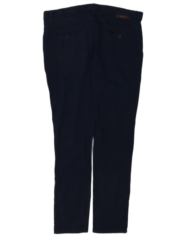 Zara Mens Slim Chino Trousers EU 46 XL W36 L31 Navy Blue Cotton
