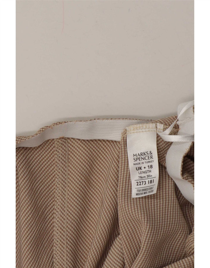 Marks & Spencer Rozkloszowana spódnica damska UK 18 XL W38 Beżowa kratka wiskoza