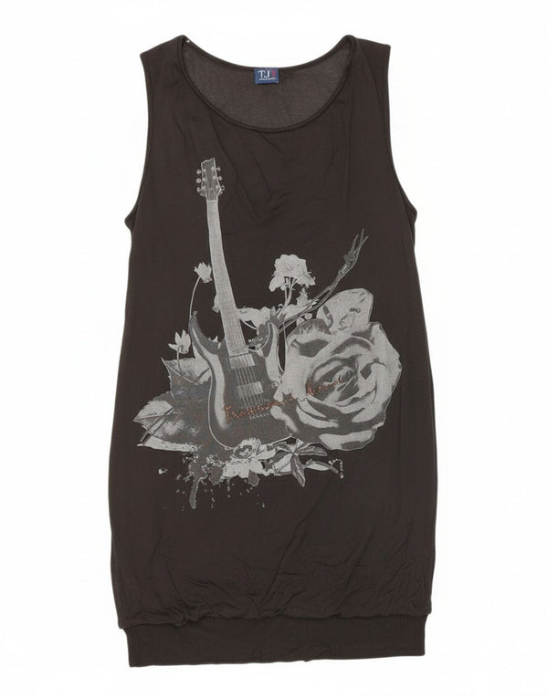 Damska sukienka bez rękawów Trussardi Jeans z grafiką, duża, czarna, UK 14