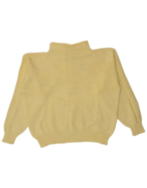 Sweter damski w stylu vintage z golfem UK 16, duży, żółty