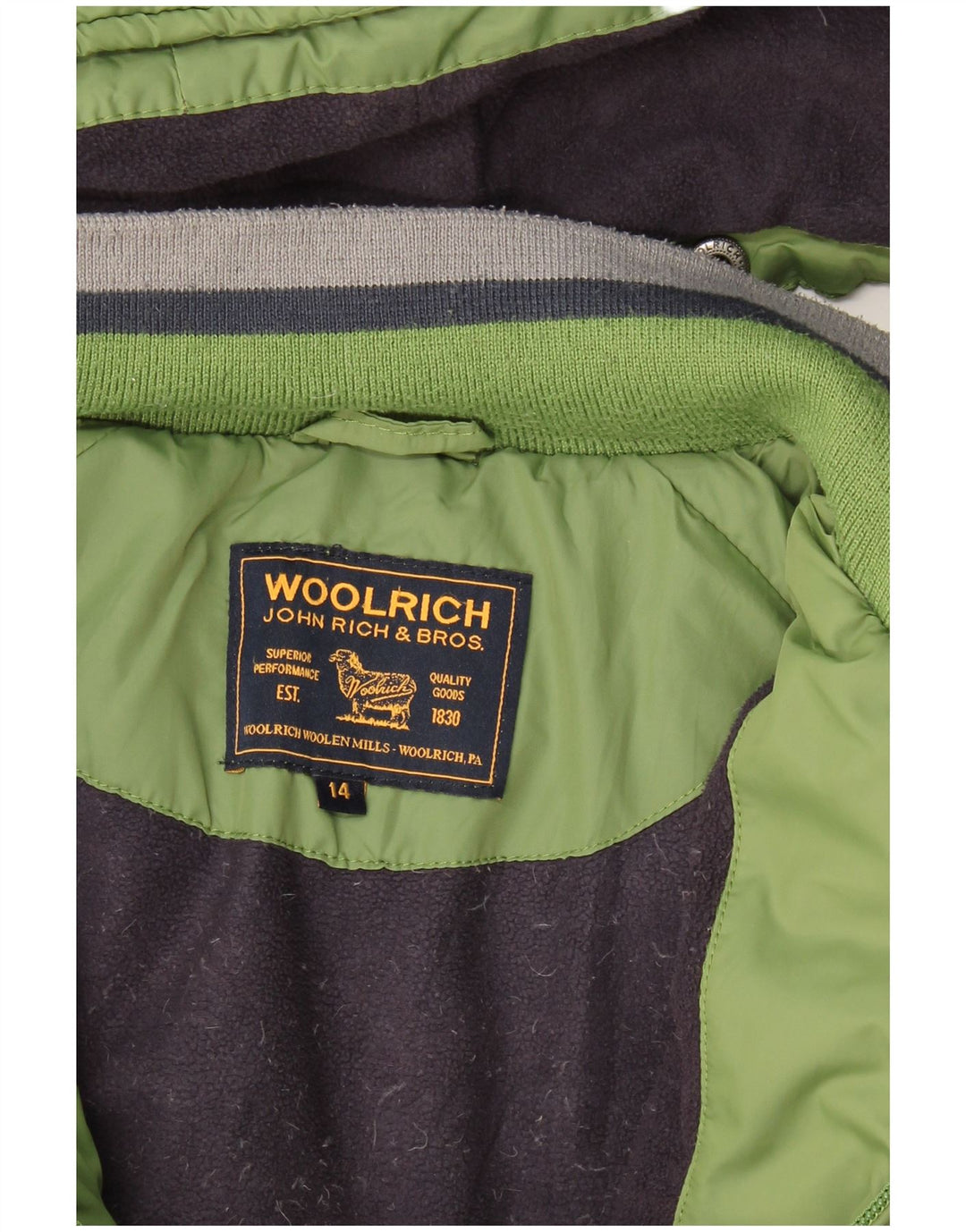 Chłopięca ocieplana kurtka z kapturem Woolrich 13-14 lat, zielona