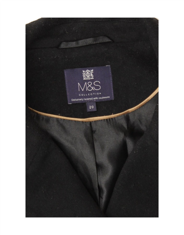 Marks & Spencer Damski płaszcz dwurzędowy UK 20 2XL Czarna wełna