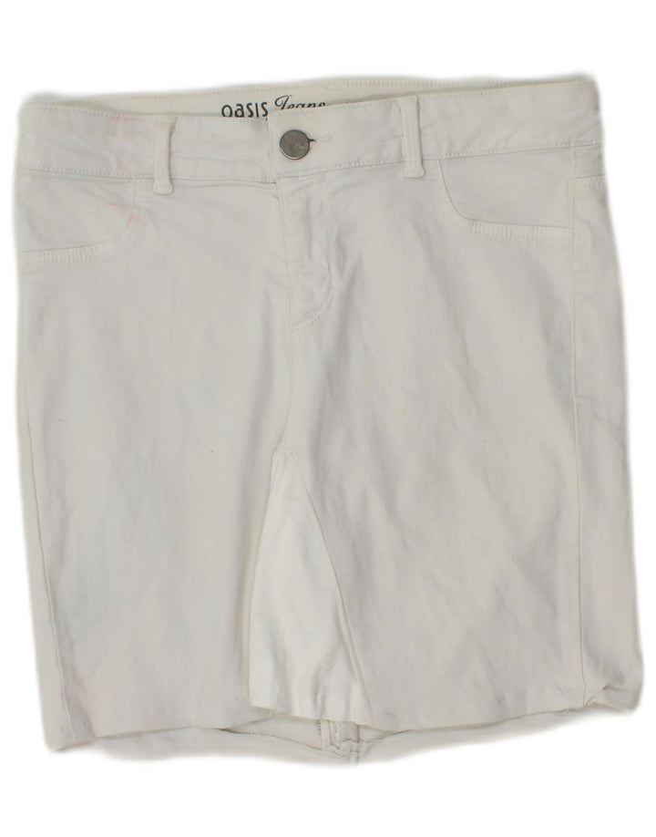 Damskie spodenki jeansowe Oasis UK 12 Medium W28 Biała bawełna