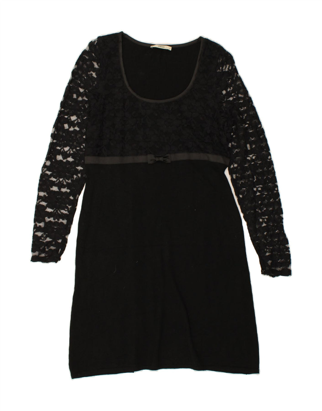 OASIS Womens Long Sleeve Basic Dress UK 12 Medium Black Floral Cotton Vintage Oasis and Second-Hand Oasis from Messina Hembry 