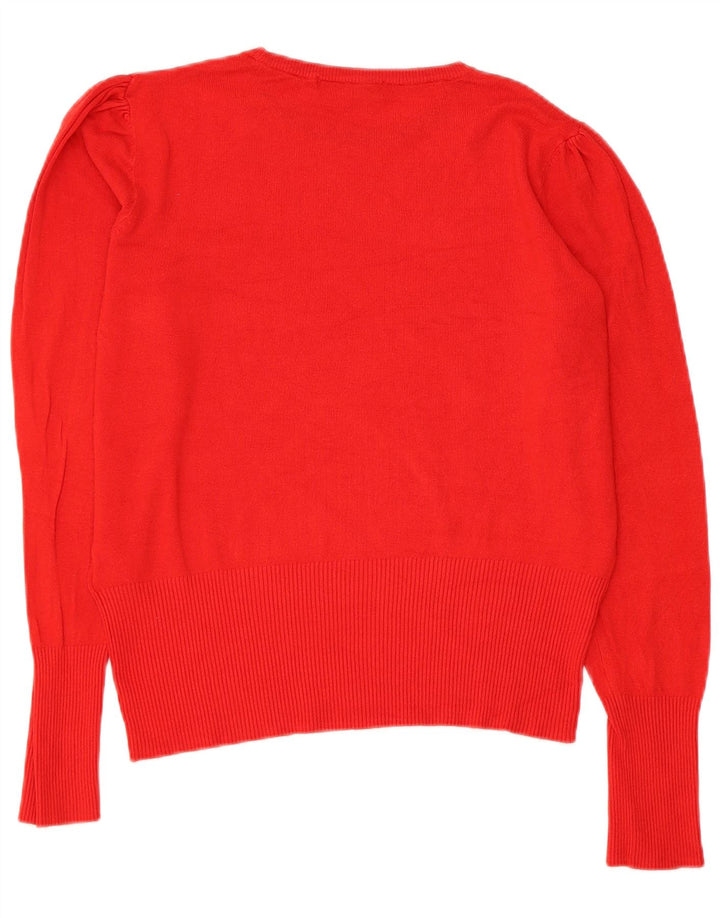 Marks & Spencer Damski sweter z okrągłym dekoltem UK 14, duży, czerwony, wiskoza