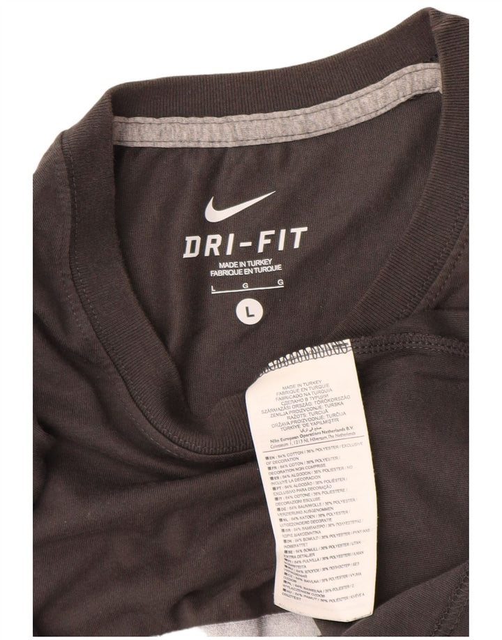 Męski T-shirt Nike Dri Fit z grafiką, duży, szary, bawełniany
