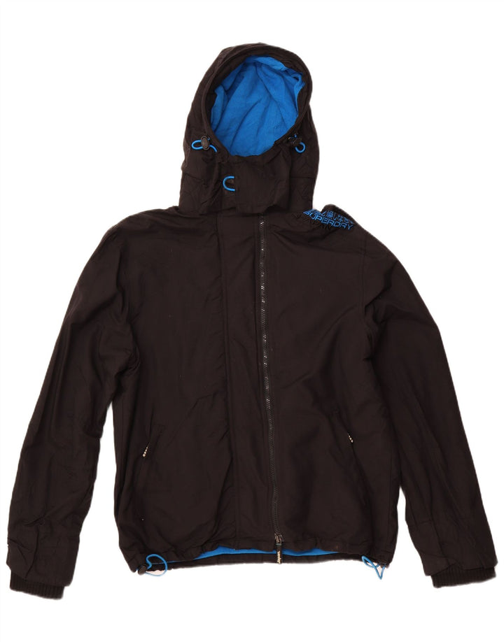 SUPERDRY Męska wiatrówka z kapturem i kapturem UK 42 XL, czarny nylon