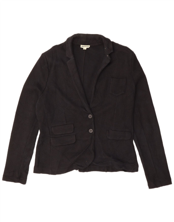 Whistles Damska marynarka zapinana na 2 guziki UK 16, duża, czarna, bawełniana