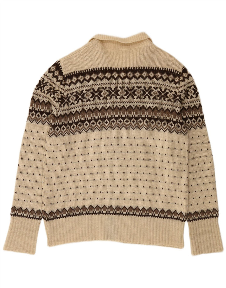 Męski sweter rozpinany Clipper IT 54 XL Off White Fair Isle Wool
