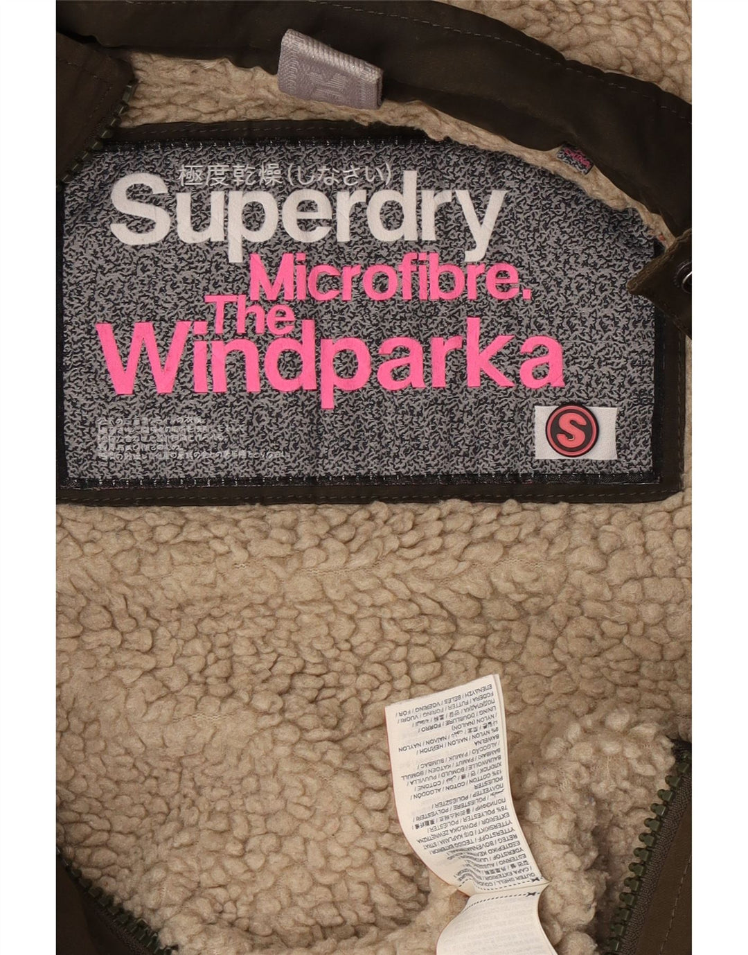 Damska kurtka parka z kapturem Superdry UK 10, mała, bawełniana khaki