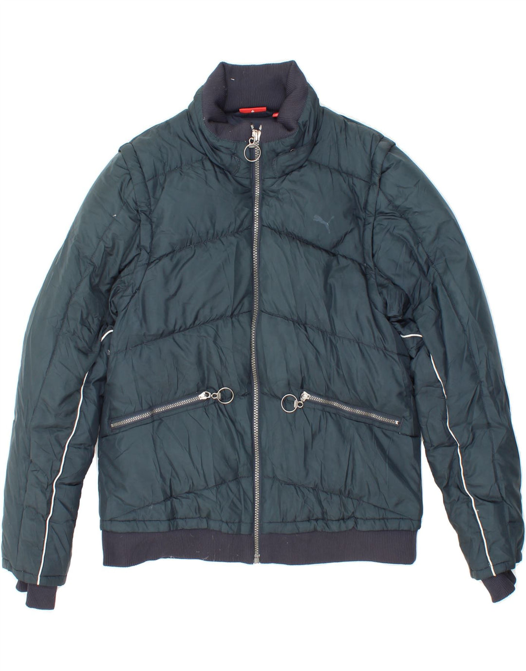 PUMA Womens Padded Jacket UK 8 Small Blue Vintage Puma and Second-Hand Puma from Messina Hembry 