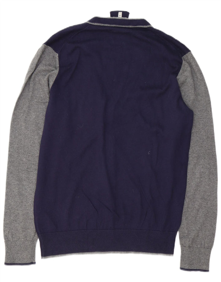 ARMANI JEANS Męski sweter rozpinany Średni granatowy, bawełniany blok kolorów