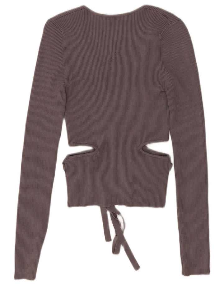 Krótki top damski Zara z wycięciem UK 10 Small, szara wiskoza