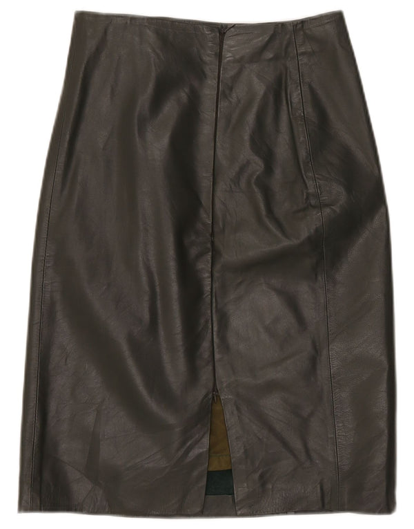 Damska skórzana spódnica z wysokim stanem VINTAGE IT 42 Medium W26 Skóra khaki