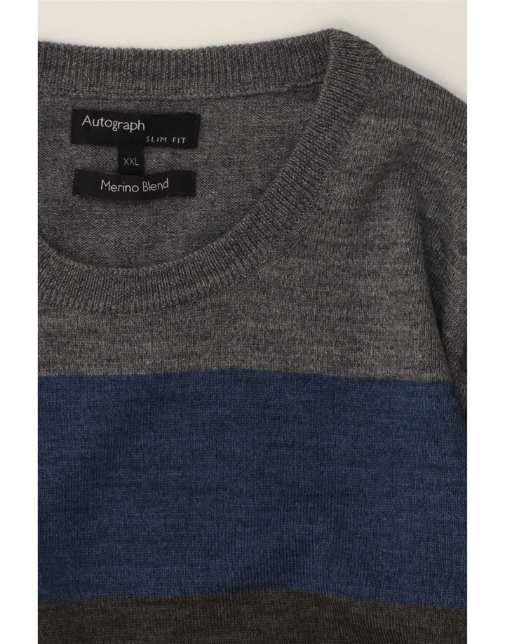 Marks & Spencer Męski sweter z okrągłym dekoltem i autografem, 2XL, wielokolorowy