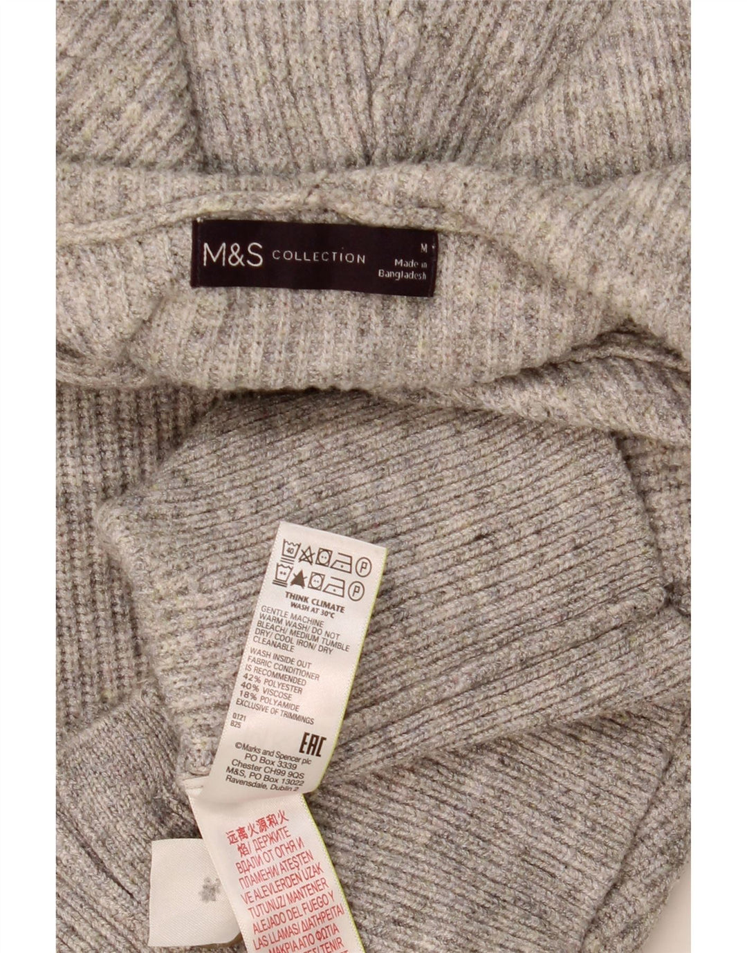 MARKS & SPENCER Damski sweter rozpinany z kapturem, UK 14, średni szary poliester