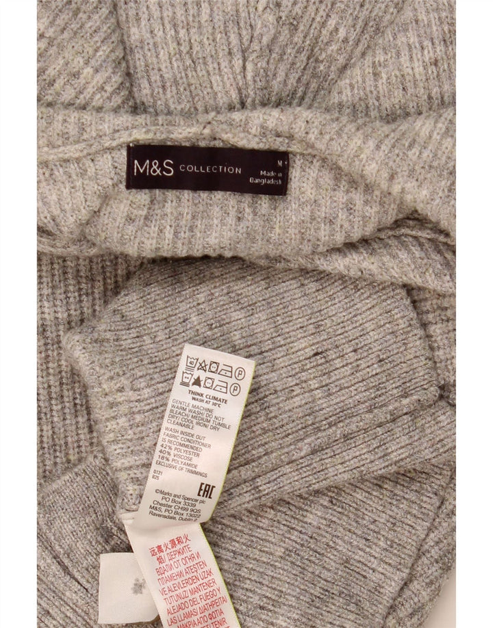 MARKS & SPENCER Damski sweter rozpinany z kapturem, UK 14, średni szary poliester