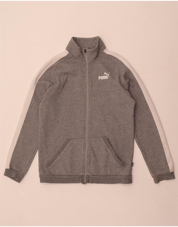 Męska kurtka dresowa Puma, mała, szara, z blokami kolorów, bawełniana