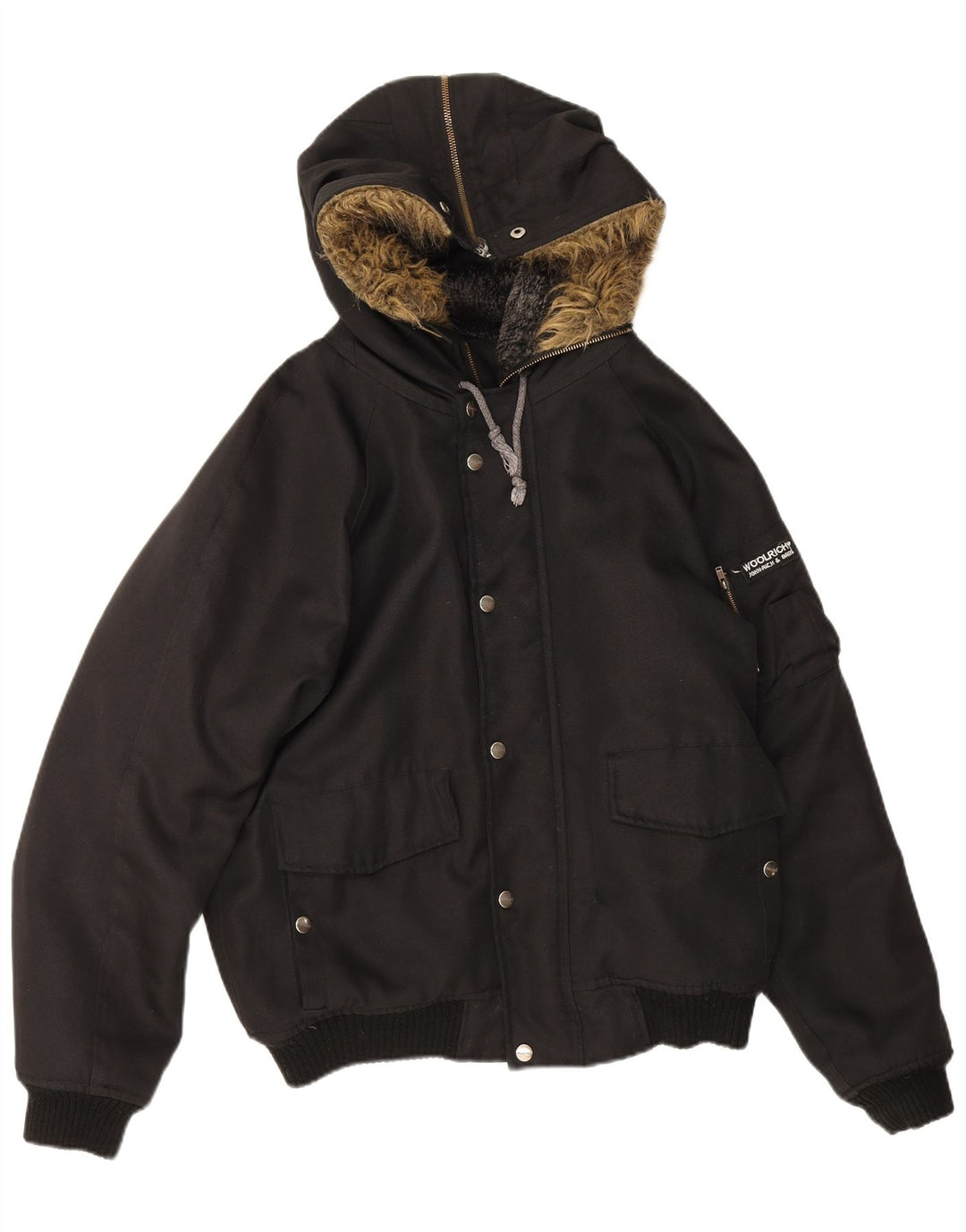 Męska kurtka bomberka z kapturem Woolrich IT 46 Small Black Nylon