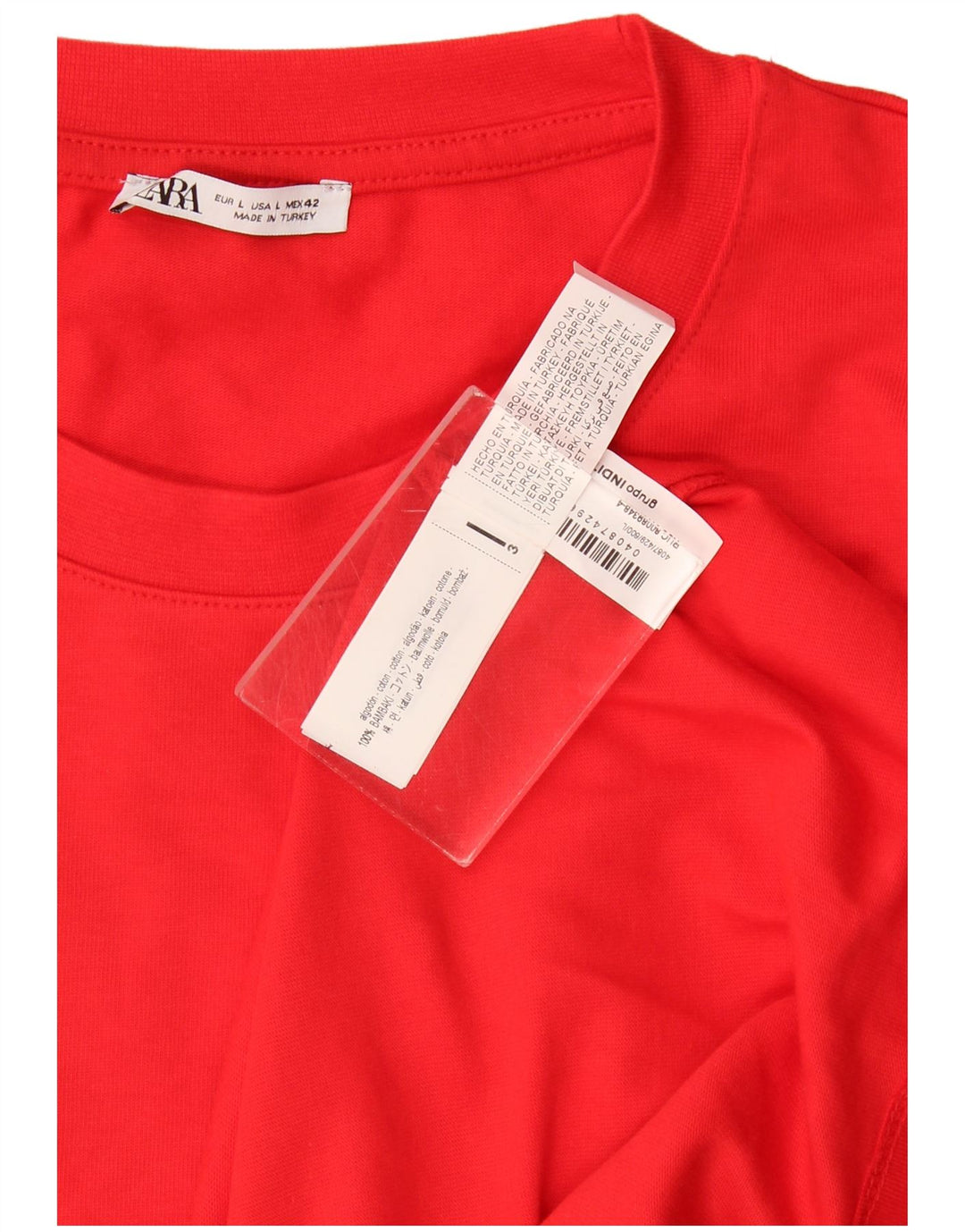 Męski T-shirt Zara, duży, czerwony, bawełniany