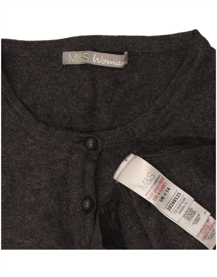 Marks & Spencer Krótki sweter damski UK 14, średnioszary, wiskoza