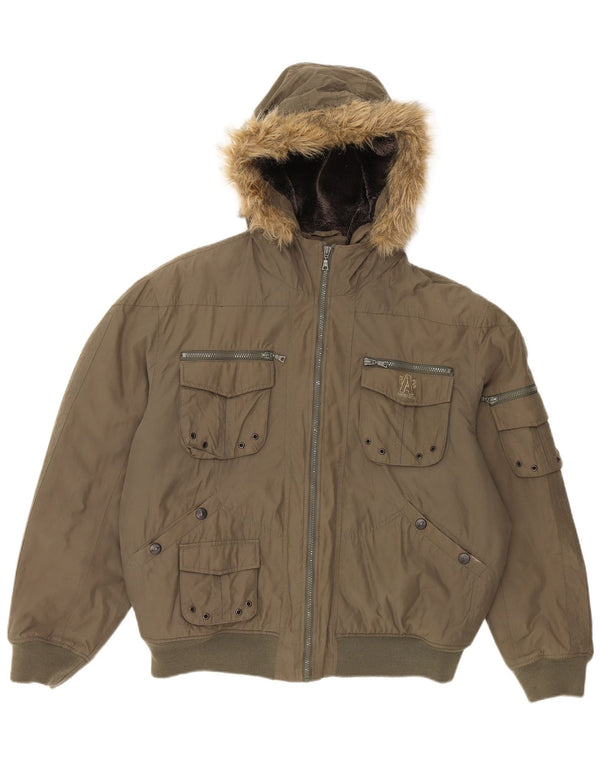 Męska ocieplana kurtka z kapturem Wampum UK 42 XL, bawełna khaki