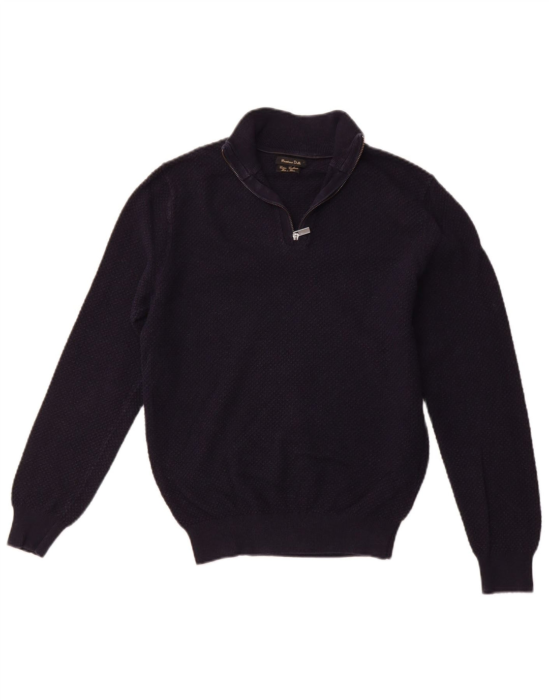 MASSIMO DUTTI Damski sweter zapinany na zamek UK 12, średni granatowy, bawełniany