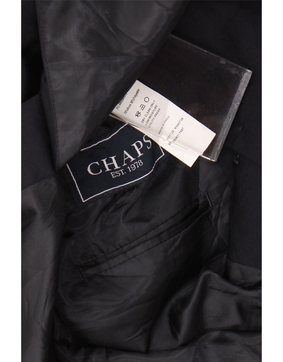 Męska marynarka Chaps Longline zapinana na 2 guziki UK 38 Średni granatowy wełniany