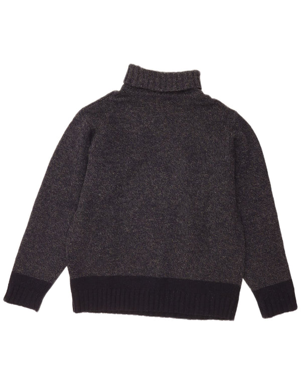 Męski sweter z golfem L.O.G.G XL, szary, z blokami kolorów, z dziewiczej wełny