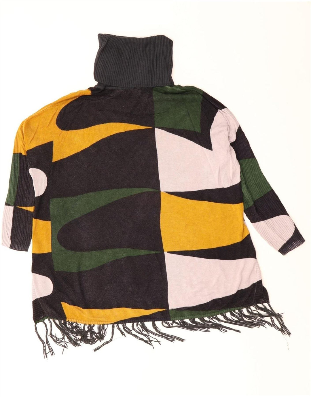 Damski sweter Desigual z wywijanym dekoltem UK 10 Small Green Geometric