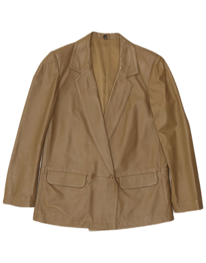 Vintage damska kurtka skórzana oversize IT 38 XS ze skóry khaki