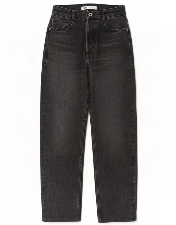 Zara Womens Crop Straight Jeans EU 34 XS W24 L25 Grey Cotton