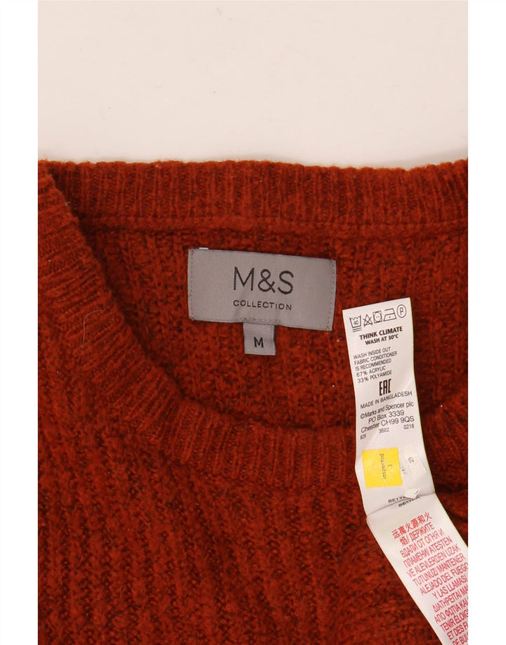 Marks & Spencer Męski sweter z okrągłym dekoltem, średni bordowy akryl
